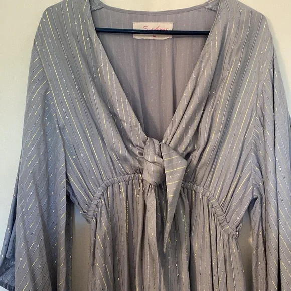 Tuckernuck Sundress Blue Golden Goddess Maxi Dress M/L - Picture 2 of 4